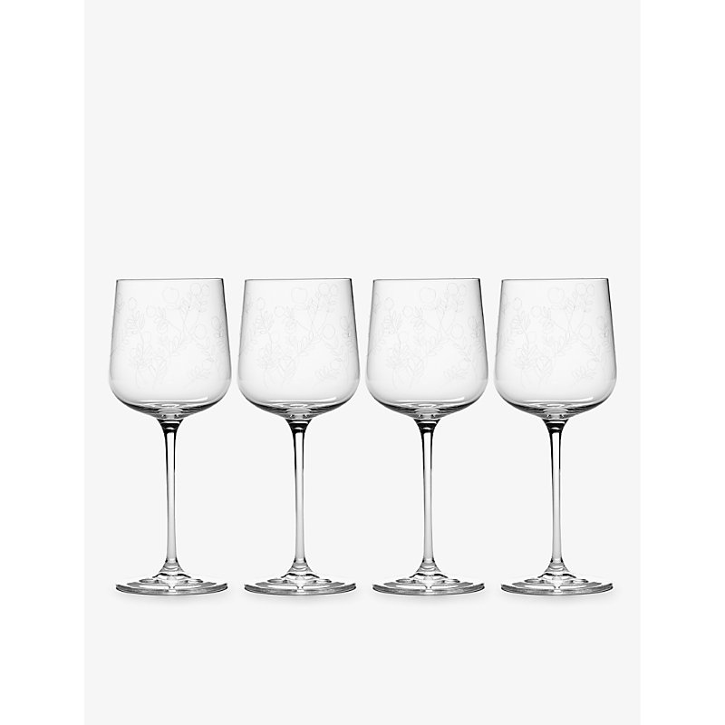 Marni Transparent Serax X Midnight Flowers White Wine Glasses Set Of Four