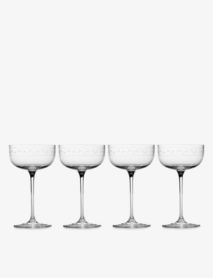 Marni Transparent Serax X Midnight Flowers Champagne Coupe Glasses Set Of Four