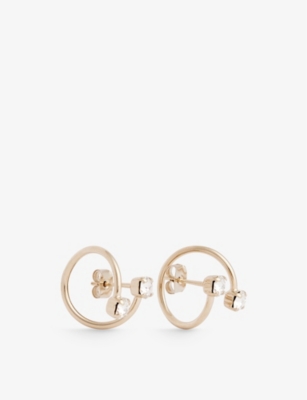 Shop Justine Clenquet Maxine 24ct Yellow Gold-plated Brass Earrings In Crystal