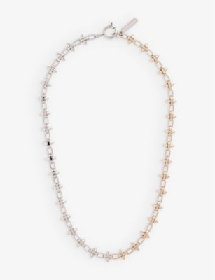 Justine Clenquet Paul Stud-embellished Brass Necklace In Gold & Palladium