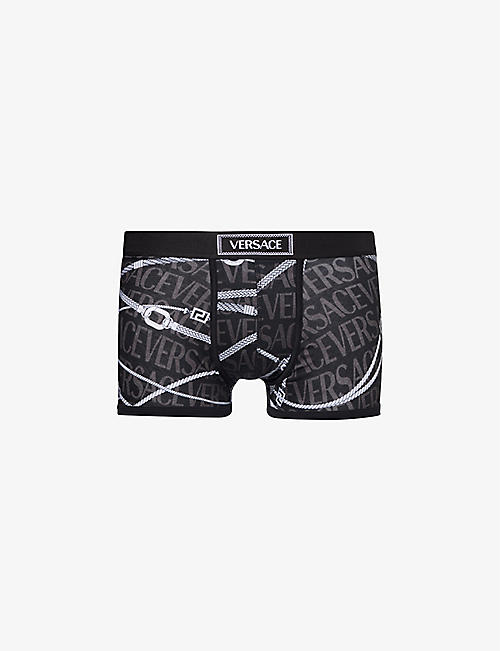 VERSACE: Logo-waistband stretch-cotton boxer briefs