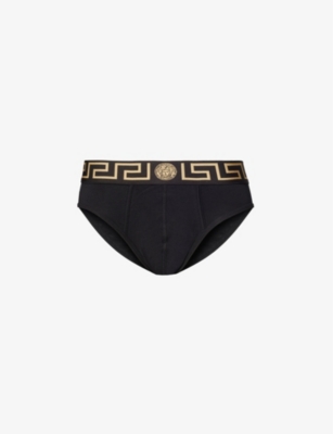 VERSACE: Logo-waistband pack of two stretch-cotton briefs