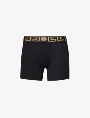 VERSACE: Logo-waistband stretch-cotton trunks