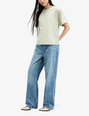 Allsaints Womens Muted Green Briar Relaxed-fit Organic-cotton T-shirt In Muted Green