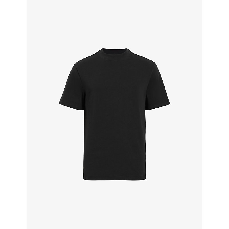 Shop Allsaints Men's Jet Black Nero Relaxed-fit Short-sleeve Organic-cotton T-shirt