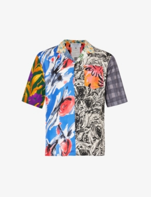 MARINE SERRE: Regen graphic-print relaxed-fit upcycled silk shirt