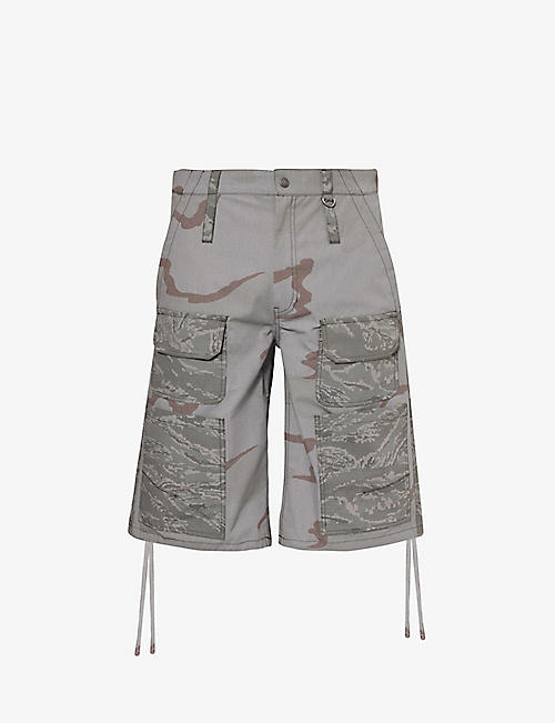 MARINE SERRE: Regen Camo canvas shorts