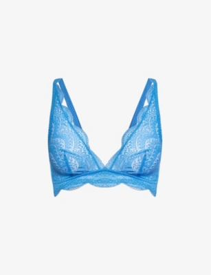 Simone Perele Womens Bleu Myosotis Karma Triangle-cup Stretch-lace Bra In Blue