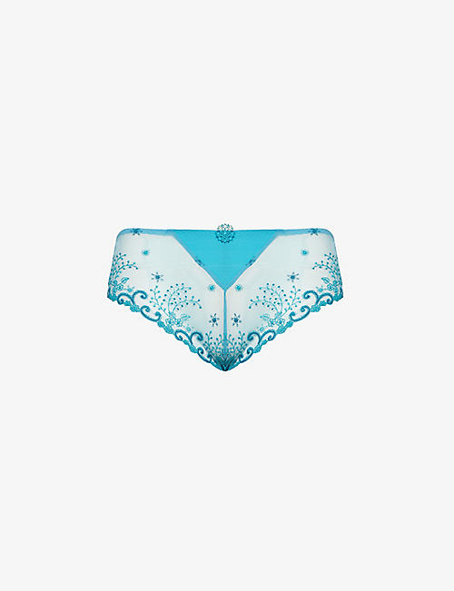 SIMONE PERELE: Délice floral-embroidered high-rise briefs