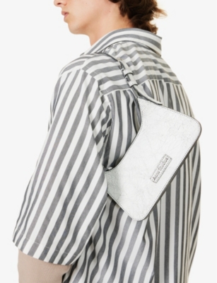 Shop Acne Studios White Platt Micro Leather Shoulder Bag