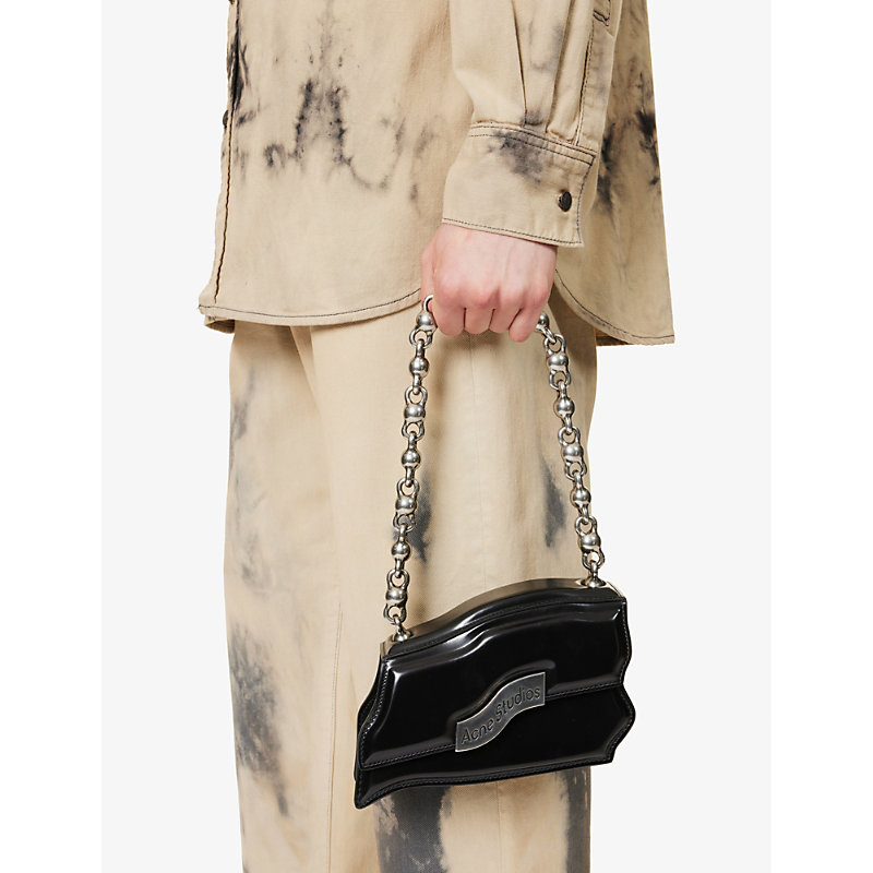Shop Acne Studios Distorted Leather Shoulder Bag In Black