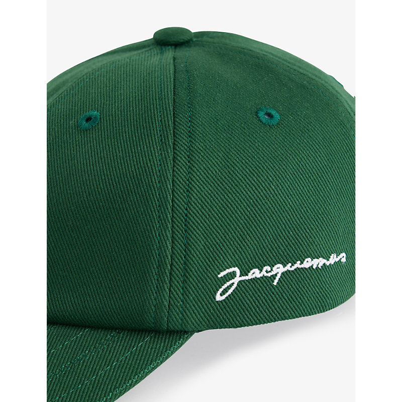 Shop Jacquemus La Casquette Brand-embroidered Cotton-twill Baseball Cap In Green