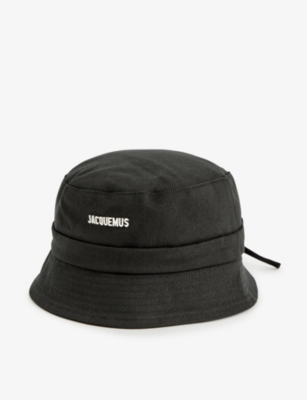 Jacquemus Mens Black Le Bob Gadjo Metallic-plaque Cotton Bucket Hat