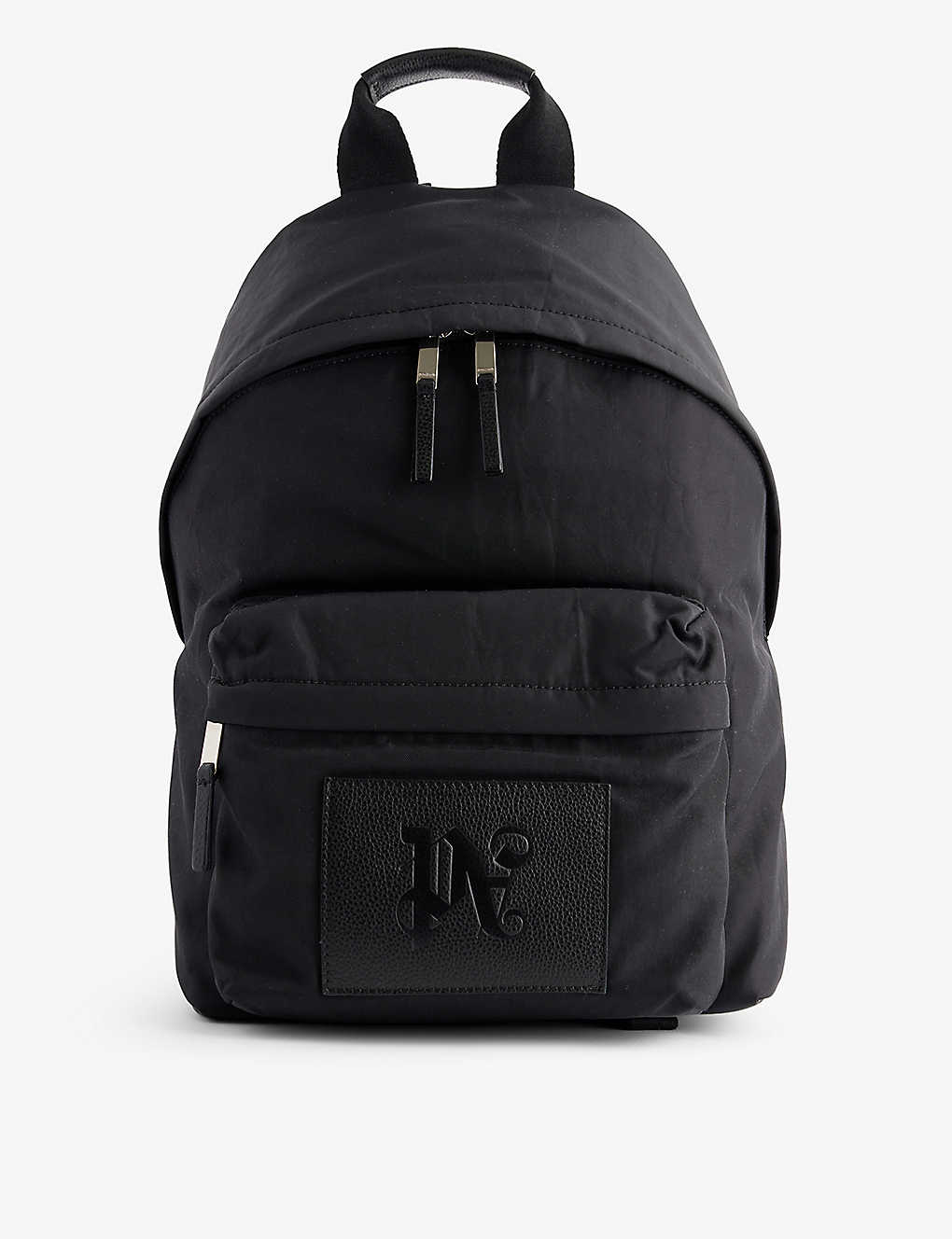 Palm Angels Monogram-patch Woven Backpack In Black/grey