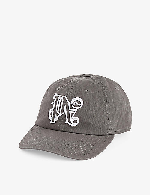 PALM ANGELS: Monogram-embroidered cotton-twill cap