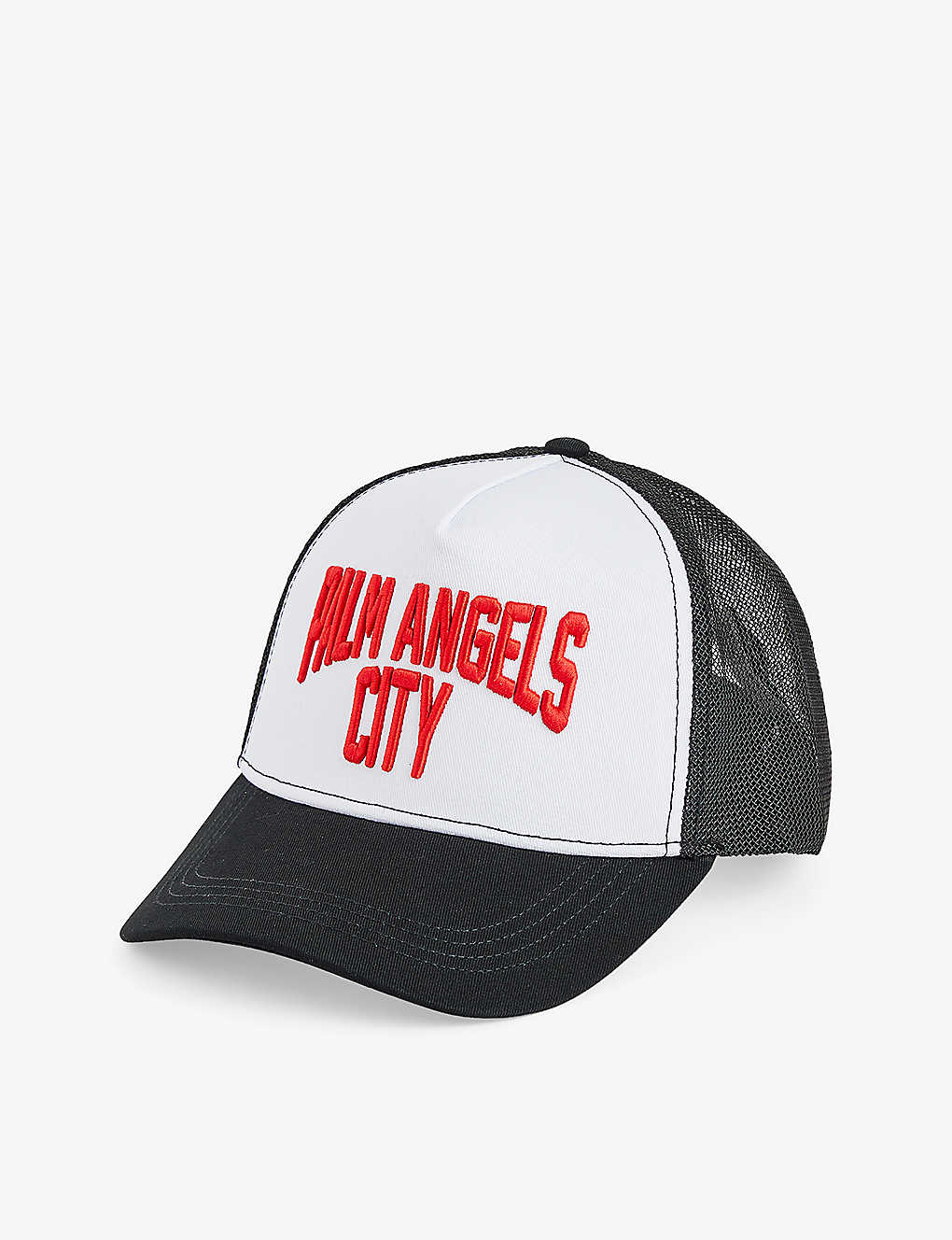 Palm Angels Mens Black Red Brand-embroidered Cotton-blend Cap