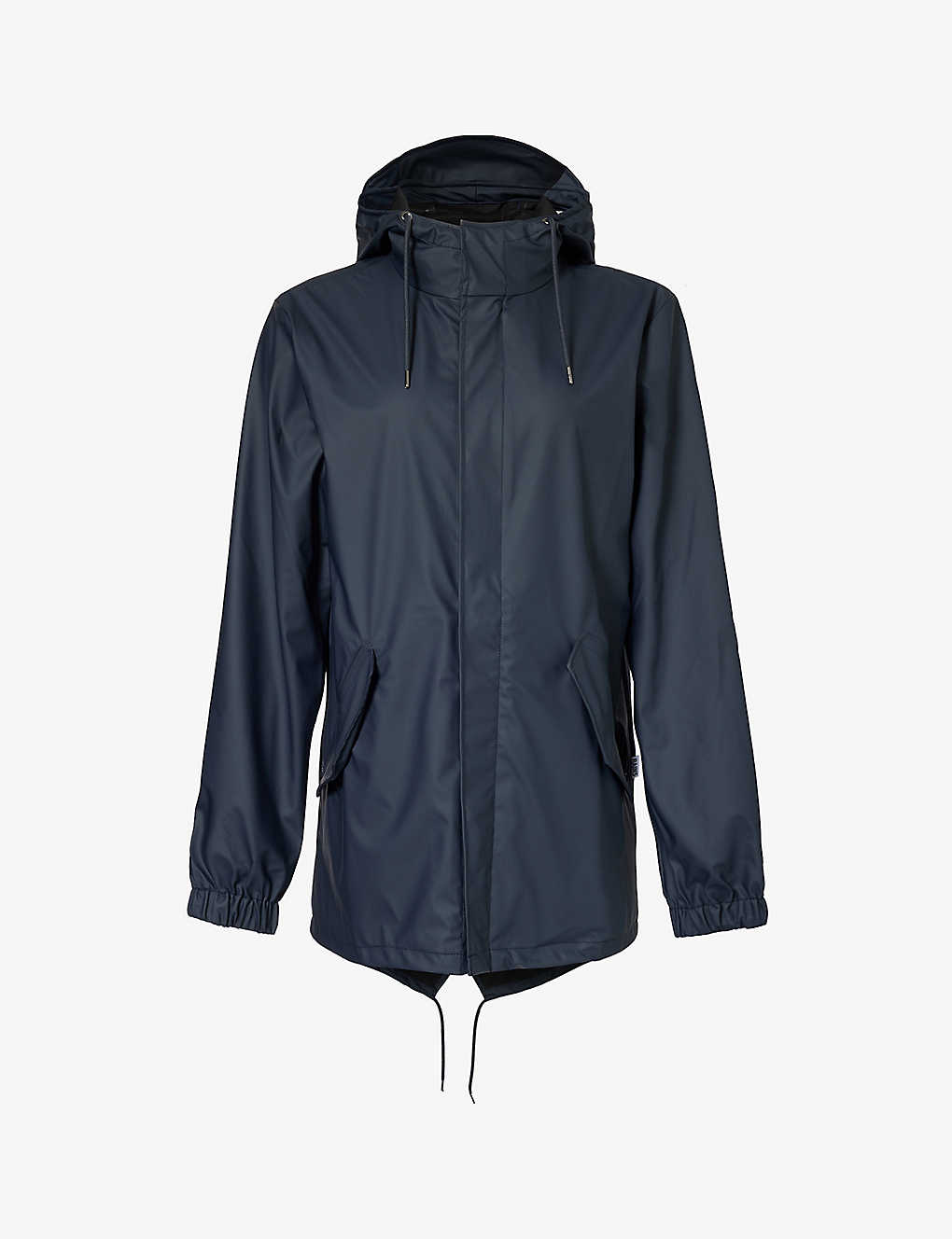 Rains Womens Navy Fishtail Drawstring-hood Shell Jacket