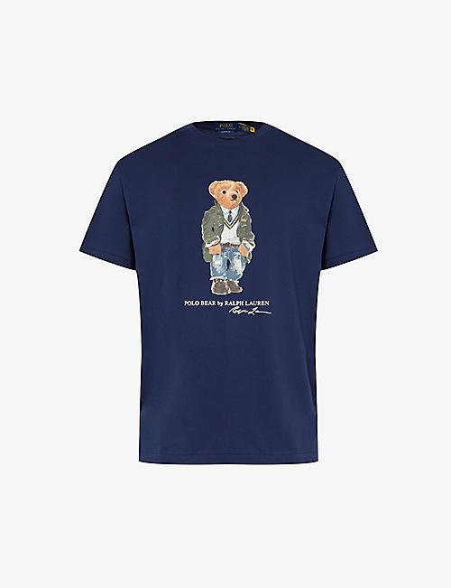 POLO RALPH LAUREN: Bear-print short-sleeve cotton-jersey T-shirt