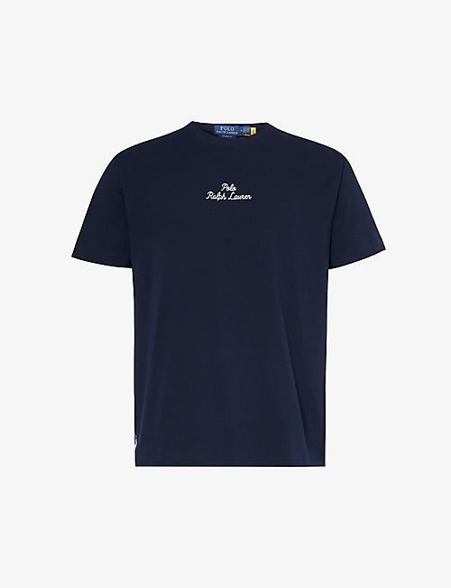 POLO RALPH LAUREN: Script logo text-print cotton-jersey T-shirt