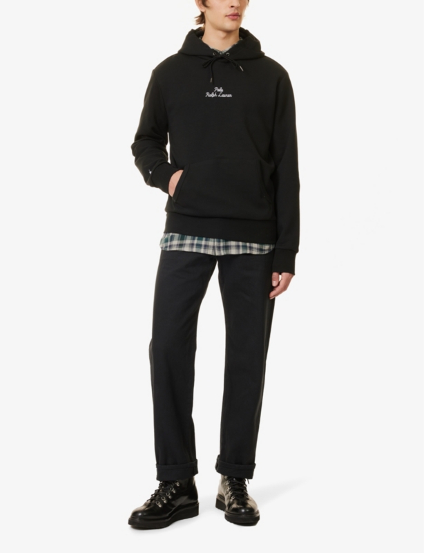 Brand-embroidered relaxed-fit cotton-blend hoody
