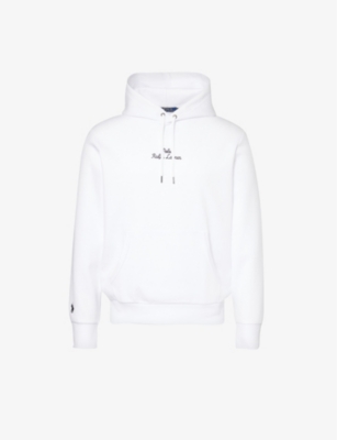 Polo Ralph Lauren Mens White Brand-embroidered Relaxed-fit Cotton-blend Hoody
