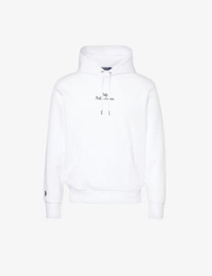 Polo Ralph Lauren Mens White Brand-embroidered Relaxed-fit Cotton-blend Hoody In White