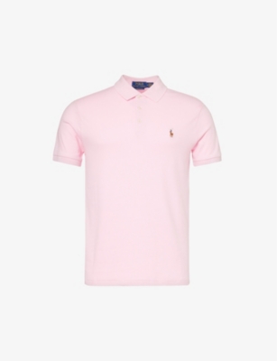 Polo Ralph Lauren Custom Slim Fit Soft Cotton Polo Shirt Man Polo Shirt Pink Size Xxl Cotton In Carmel Pink