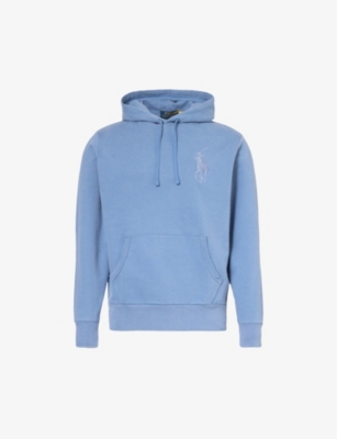 Polo Ralph Lauren Mens Nimes Blue Logo-embroidered Cotton-jersey Hoody