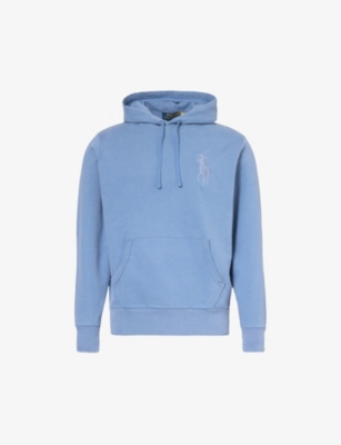 Polo Ralph Lauren Cotton Sweatshirt With Kangaroo Pocket And Drawstring Hood In Nimes Blue