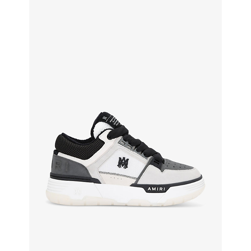 Shop Amiri Men's Blk/grey Ma-1 Leather Low-top Trainers