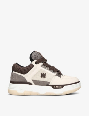 Amiri Brown Low Top Sneakers With Logo Detail On The Side And Mesh Panels In Suede Man In Red