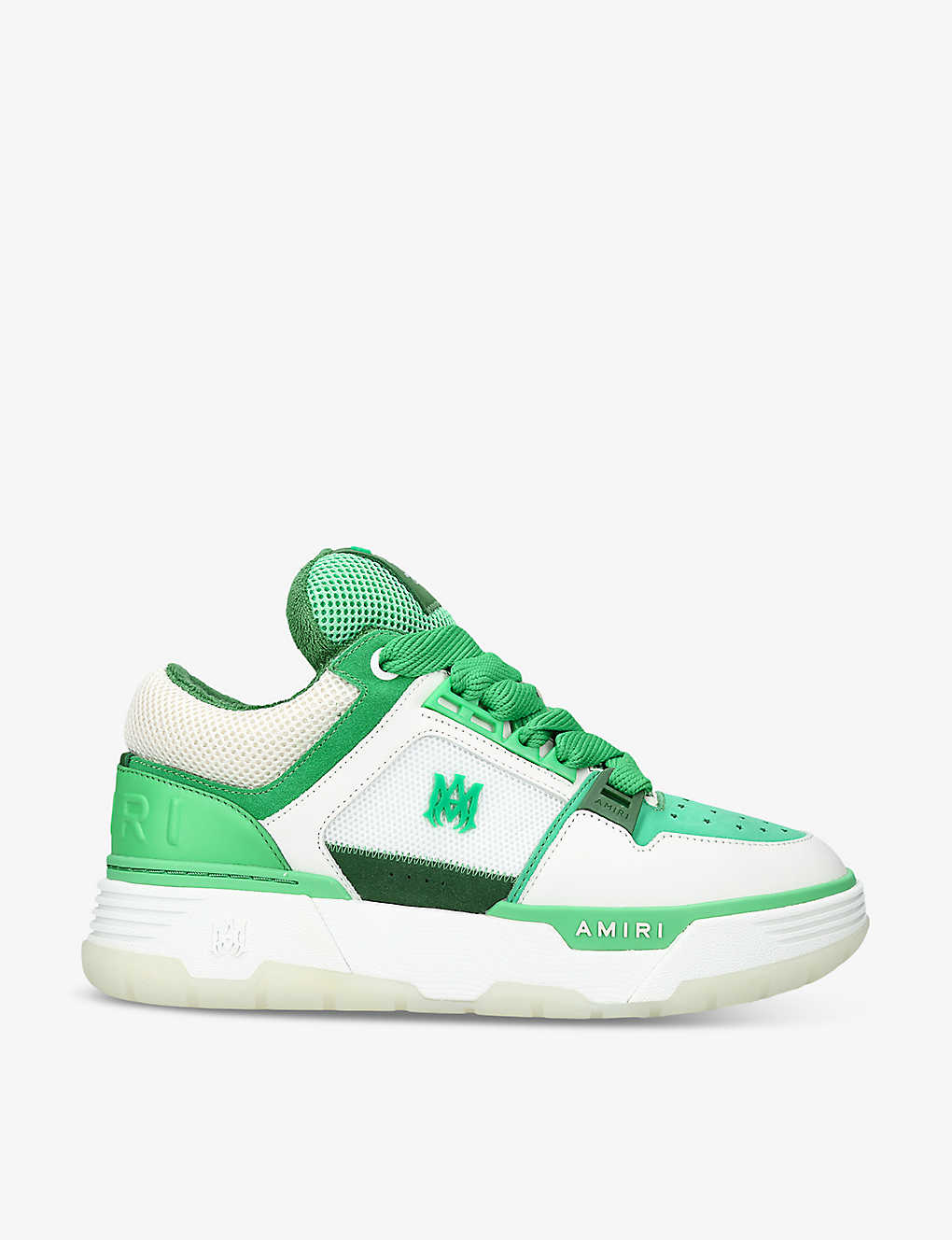 Amiri Mens Green Comb Ma-1 Panelled Leather Mid-top Trainers