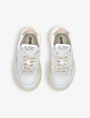 Shop Autry Boys White/oth Kids' Medalist Logo-print Leather Low-top Trainers