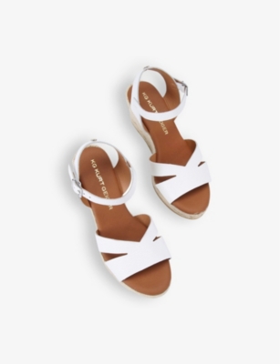 Shop Kg Kurt Geiger Women's White Pama Wedge-heel Leather Sandals