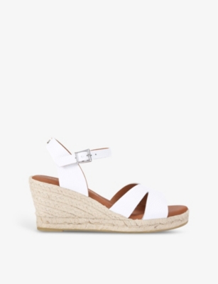 Shop Kg Kurt Geiger Women's White Pama Wedge-heel Leather Sandals