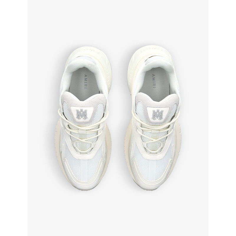 Shop Amiri Men's White Ma Runner Chunky-sole Leather And Mesh Low-top Trainers