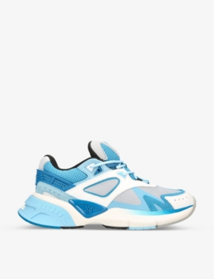 Shop Amiri Men's Pale Blue Ma Runner Chunky-sole Leather And Mesh Low-top Trainers