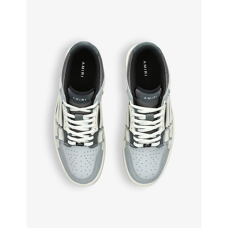 Shop Amiri Men's Grey Mixed Skel Panelled Leather And Mesh Low-top Trainers