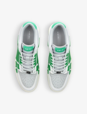 Shop Amiri Men's Green Comb Skel Panelled Leather And Mesh Low-top Trainers