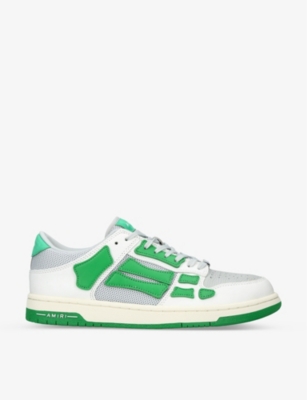 AMIRI AMIRI MEN'S GREEN COMB SKEL PANELLED LEATHER AND MESH LOW-TOP TRAINERS