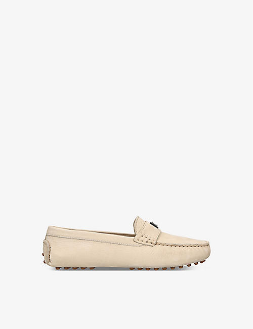 DOLCE & GABBANA: Brand-plaque suede loafers