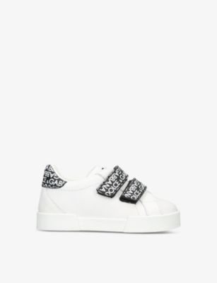 DOLCE & GABBANA: Portofino logo-print low-top leather trainers