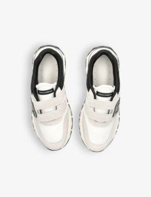 Shop Dolce & Gabbana Dg-logo Mesh And Faux-suede Low-top Trainers In White