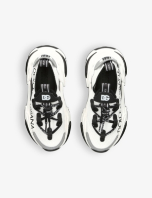 Shop Dolce & Gabbana Boys White/blk Kids Air Master Logo-print Low-top Woven Trainers
