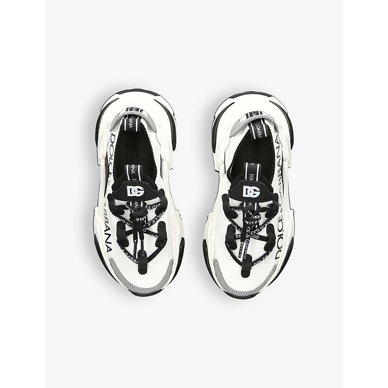 Shop Dolce & Gabbana Air Master Logo-print Low-top Woven Trainers In White/blk