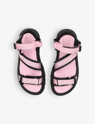 Shop Dolce & Gabbana Boys Pink Kids Logo-print Gross-grain Woven Sandals