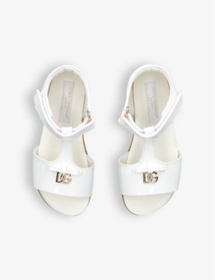 DG-logo patent-leather sandals