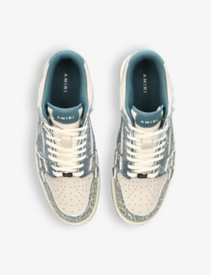 Shop Amiri Skel Top Bandana-print Leather Low-top Trainers In Denim