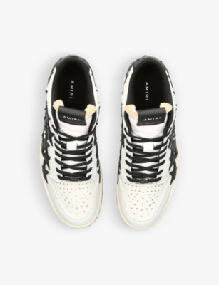 Shop Amiri Stars Brand-embossed Low-top Leather Trainers In White/blk