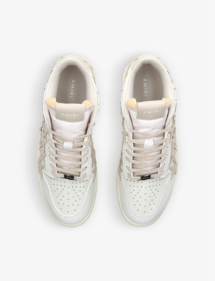 Shop Amiri Mens Cream Stars Brand-embossed Low-top Leather Trainers
